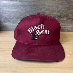 Vintage Black Bear‎ Hat Cap Snap Back Red Maroon Blackbear Adjustable